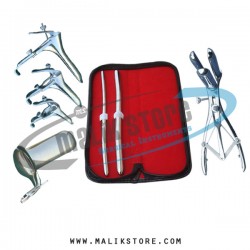 Hegar uterine dilator set 2pieces 7-8, 11-12, mathieu speculum, grave 3pcs, collin large